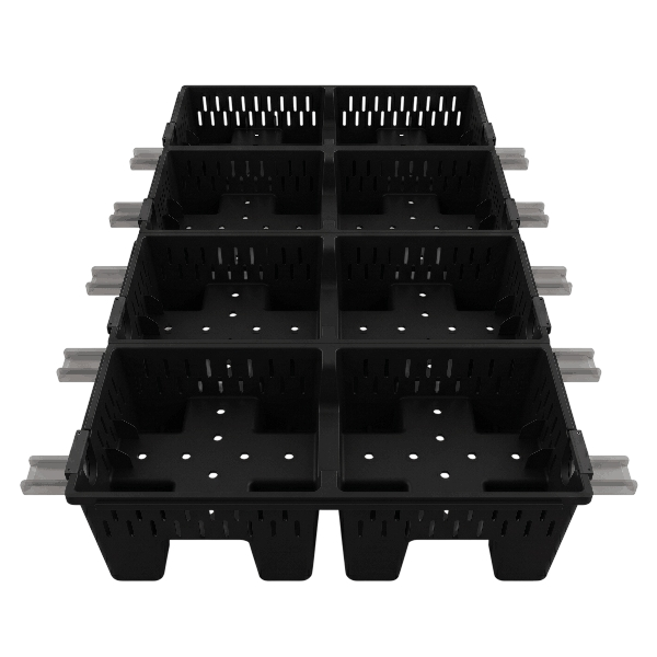 Bandeja del sistema modular para cubiertas verdes conectada a la aplicación de riego inteligente Espora.