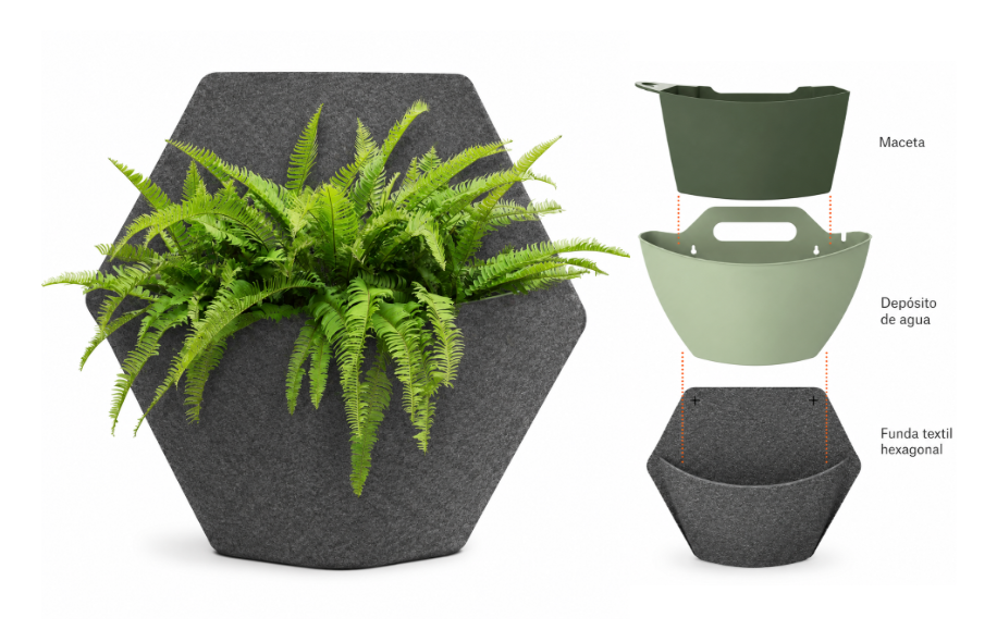 Componentes y macetas para crear jardines modulares sin esfuerzo.